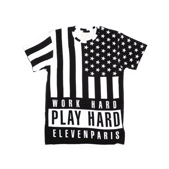 Eleven Paris Other - Eleven Paris black & white work hard short sleeve t-shirt tee top size medium M